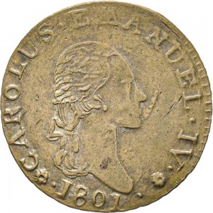 737D 7,6 soldi 1801 Scudo ovale a cartoccio 3° tipo Torino Rame