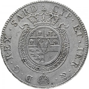 727R Mezzo scudo da 3 lire 1800 Scudo rotondo Torino Argento