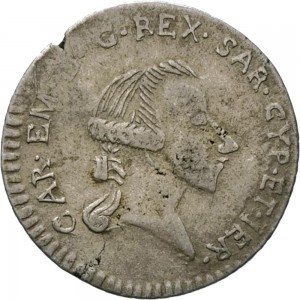 749D Reale da 5 soldi 1799 Iscrizione Cagliari Mistura di argento