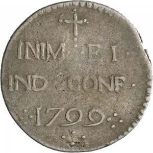 749R Reale da 5 soldi 1799 Iscrizione Cagliari Mistura di argento