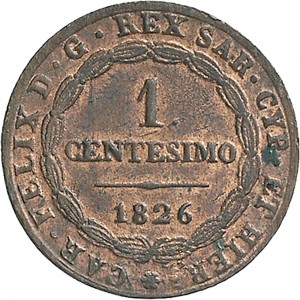 885D Centesimo 1826 Scudo triangolare rialzato Torino Rame