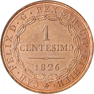 886D Centesimo 1826 Scudo triangolare rialzato Torino Rame