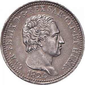 850D Lira 1824 Scudo svizzero Torino Argento