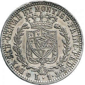 855R Lira 1827 Scudo svizzero Genova Argento