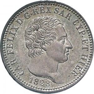 857D Lira 1828 Scudo svizzero Genova Argento