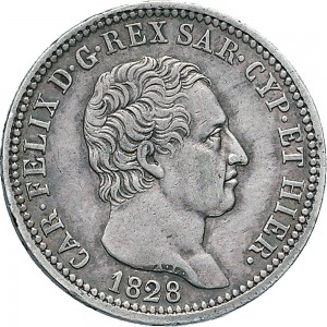 858D Lira 1828 Scudo svizzero Torino Argento