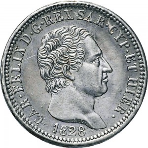 859D Lira 1828 Scudo svizzero Torino Argento