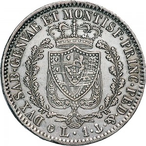 860R Lira 1829 Scudo svizzero Genova Argento