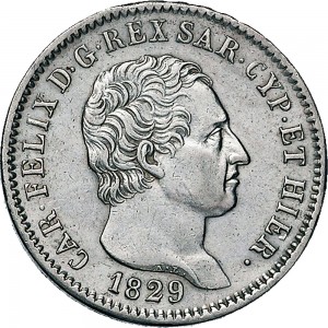 860D Lira 1829 Scudo svizzero Genova Argento