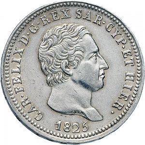 838D 2 lire 1825 Scudo svizzero Genova Argento