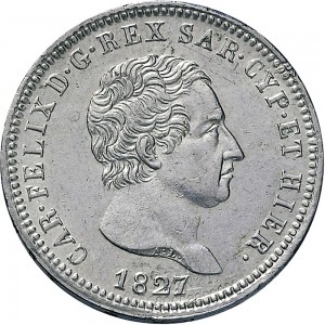 842D 2 lire 1827 Scudo svizzero Genova Argento