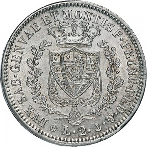 847R 2 lire 1831 Scudo svizzero Genova Argento