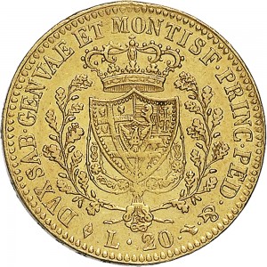 801R 20 lire 1822 Scudo svizzero Torino Oro