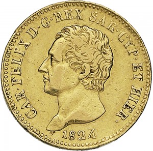 803D 20 lire 1824 Scudo svizzero Genova Oro