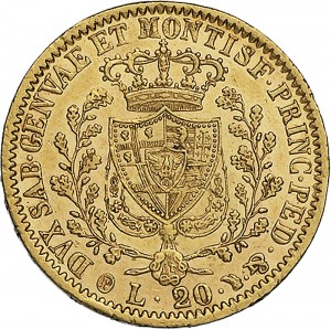 812R 20 lire 1828 Scudo svizzero Torino Oro