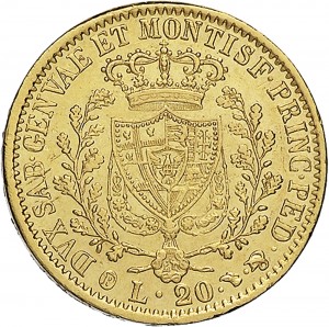 816R 20 lire 1830 Scudo svizzero Torino Oro