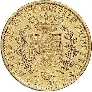 817R 20 lire 1831 Scudo svizzero Torino Oro