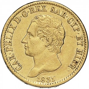 817D 20 lire 1831 Scudo svizzero Torino Oro