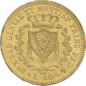 795R 40 lire 1822 Scudo svizzero Torino Oro