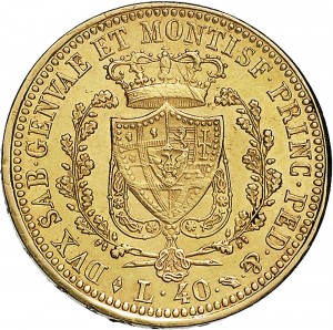 798R 40 lire 1825 Scudo svizzero Torino Oro
