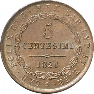 879D 5 centesimi 1826 Scudo triangolare rialzato Genova Rame