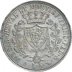 818R 5 lire 1821 Scudo svizzero Torino Argento