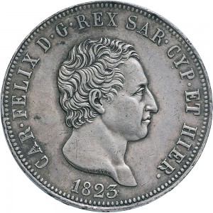 820D 5 lire 1823 Scudo svizzero Torino Argento