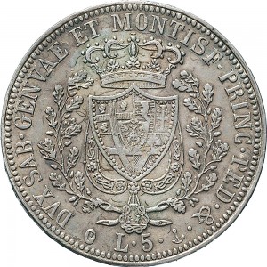 821R 5 lire 1824 Scudo svizzero Genova Argento