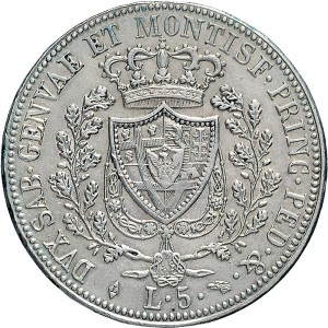 822R 5 lire 1824 Scudo svizzero Torino Argento