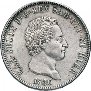 834D 5 lire 1830 Scudo svizzero Torino Argento