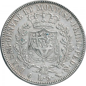 835R 5 lire 1830 Scudo svizzero Torino Argento