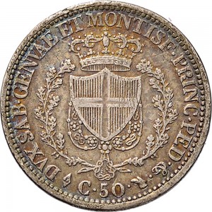 867R 50 centesimi 1826 Scudo svizzero Torino Argento