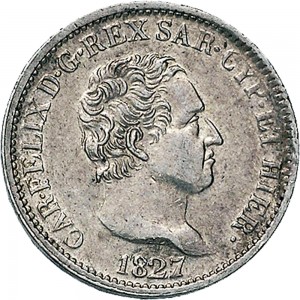 869D 50 centesimi 1827 Scudo svizzero Torino Argento