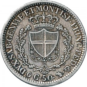 871R 50 centesimi 1828 Scudo svizzero Torino Argento