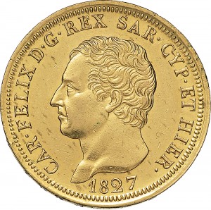 786D 80 lire 1827 Scudo svizzero Genova Oro