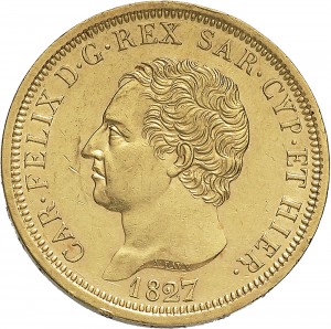 787D 80 lire 1827 Scudo svizzero Torino Oro