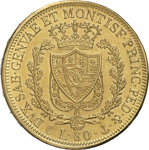 788R 80 lire 1828 Scudo svizzero Genova Oro