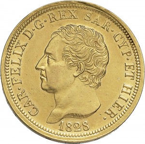 789D 80 lire 1828 Scudo svizzero Torino Oro