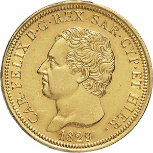 791D 80 lire 1829 Scudo svizzero Genova Oro