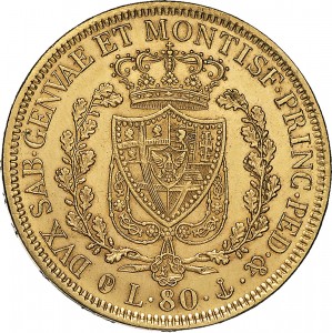 792R 80 lire 1830 Scudo svizzero Genova Oro