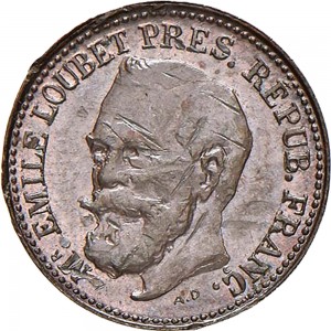 1677R Gettone Loubet (1904) Testa nuda Donzelli (Milano) Bronzo dorato