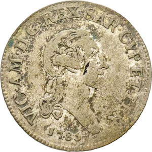 582D 7,6 soldi 1785 Scudo ovale a cartoccio Torino Mistura di argento