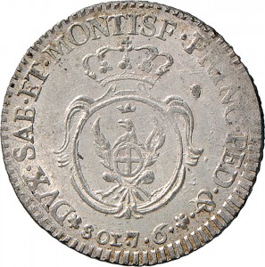 585R 7,6 soldi 1793 Scudo ovale a cartoccio Torino Mistura di argento