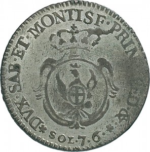 586R 7,6 soldi 1794 Scudo ovale a cartoccio Torino Mistura di argento