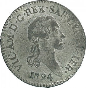 586D 7,6 soldi 1794 Scudo ovale a cartoccio Torino Mistura di argento