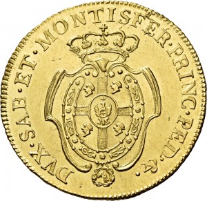 654R Carlino da 5 doppiette 1774 Scudo ovale a cartoccio Torino Oro