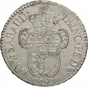 564R 20 soldi 1795 Scudo a cartoccio Torino Mistura di argento