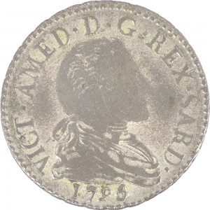 2559D Lira da 20 soldi 1795 Scudo a cartoccio Torino Mistura di argento