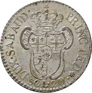 565R 20 soldi 1796 Scudo a cartoccio Torino Mistura di argento