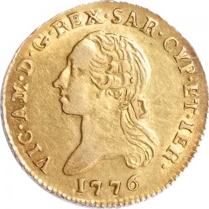 496D Mezza doppia da 2 scudi 1776 Scudo rotondo 1° tipo Torino Oro